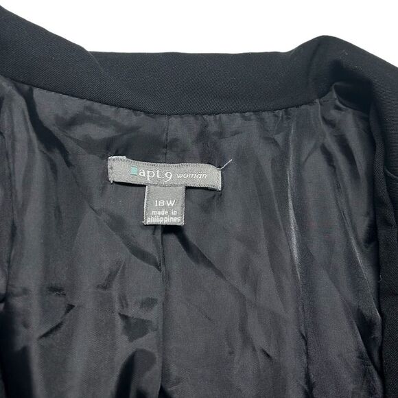 Apt. 9 Black Two Button Blazer Peter Pan Collar Plus Size 18W Light Jacket Work - Picture 4 of 6